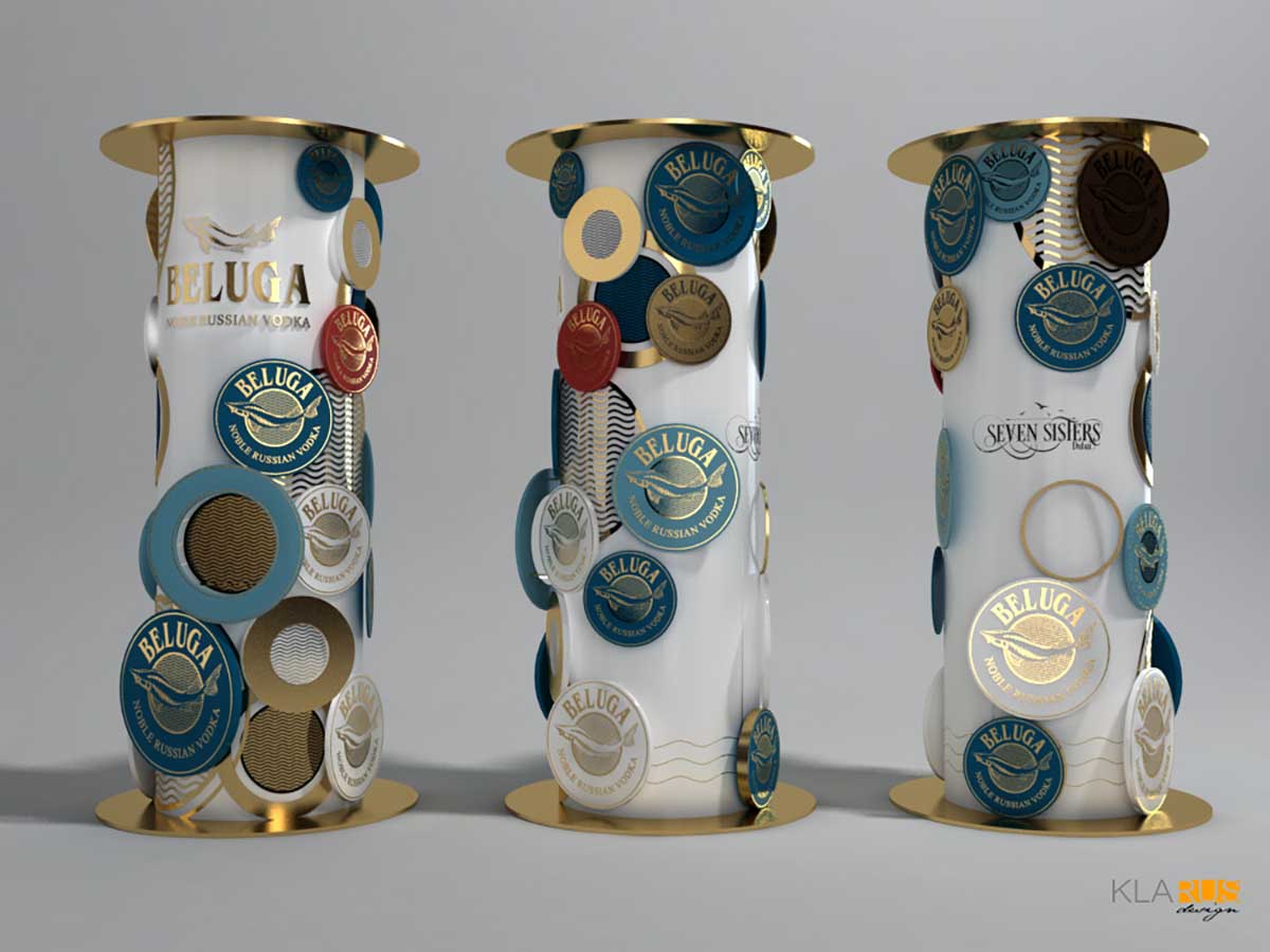 Оформление колонны в стилистике бренда Beluga