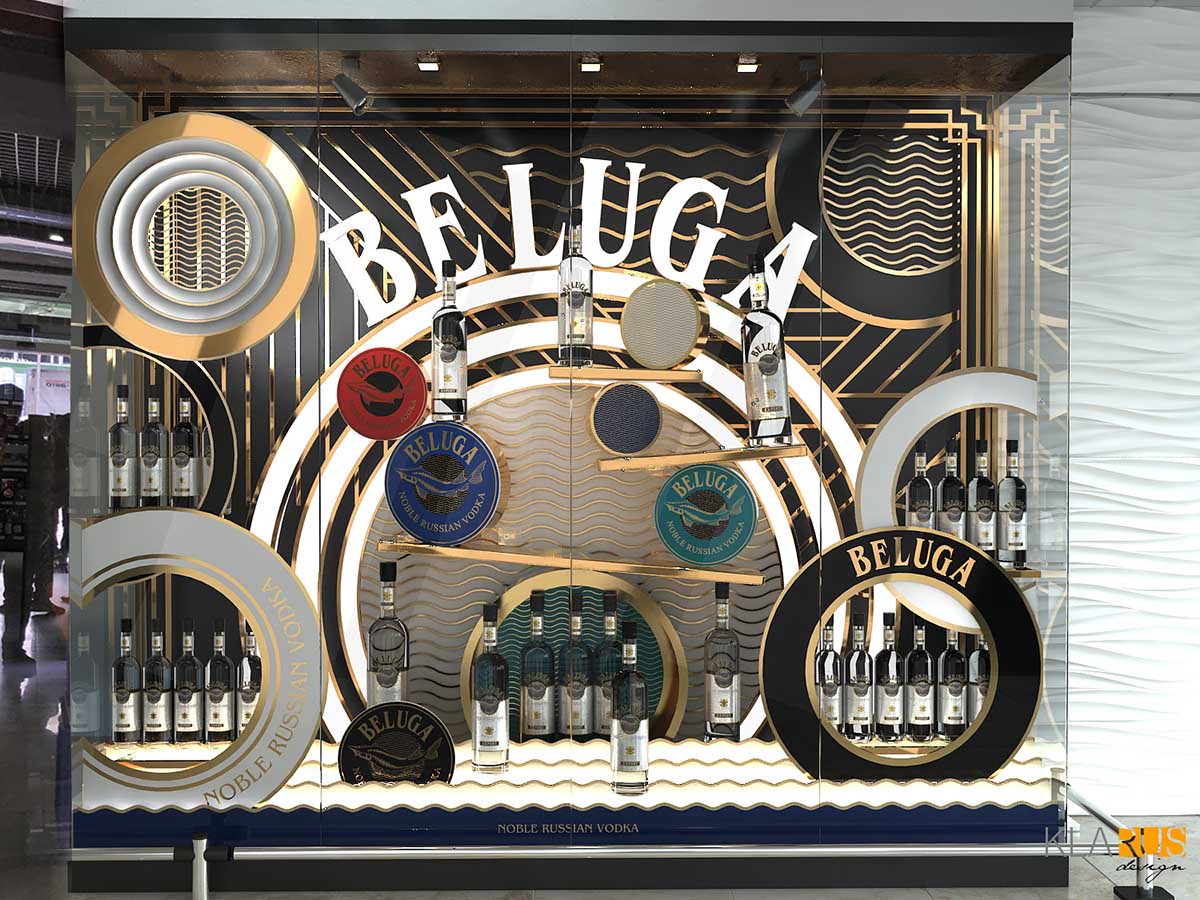 Дизайн витрины Beluga, расположенной в Казахстане.
