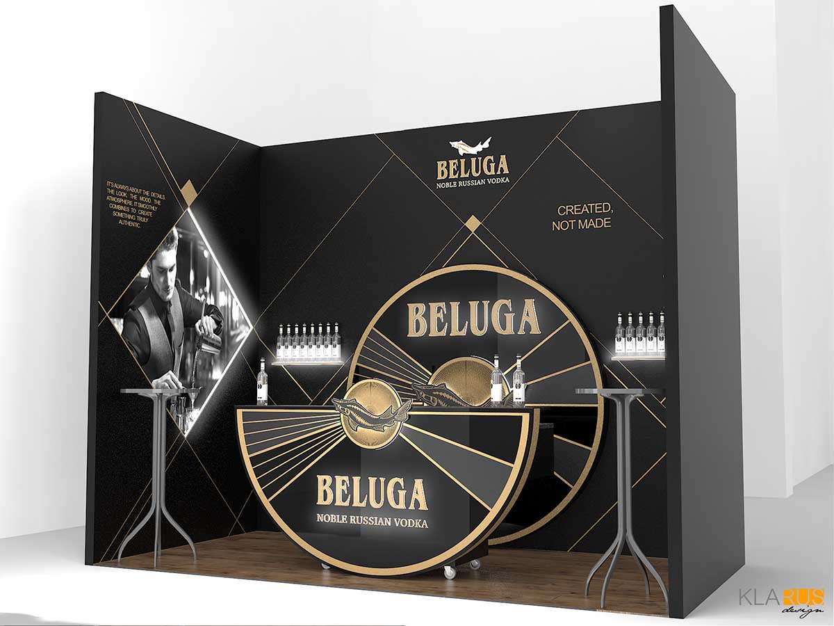 Выставочный стенд бренда Beluga с мобильным баром