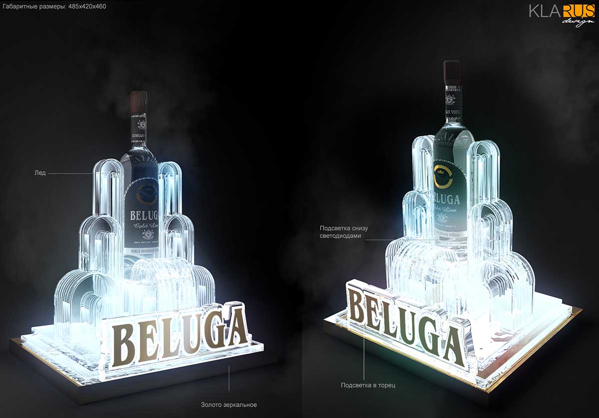 Варианты подачи бутылки Beluga Gold Line 4