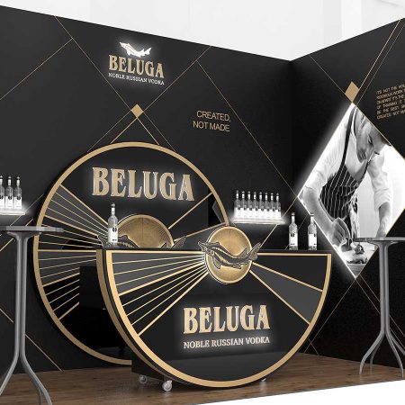 Выставочный стенд бренда Beluga с мобильным баром 2